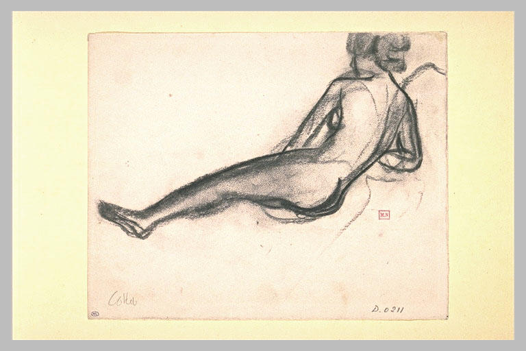 Esquisse de femme nue couchée, vue de dos_0