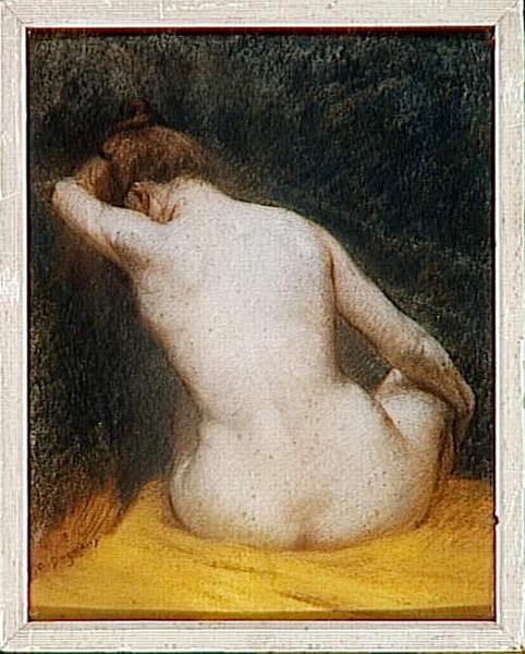 FEMME NUE, ASSISE DE DOS_0