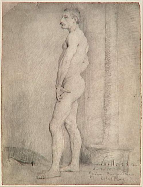Homme nu, main posée sur la cuisse._0
