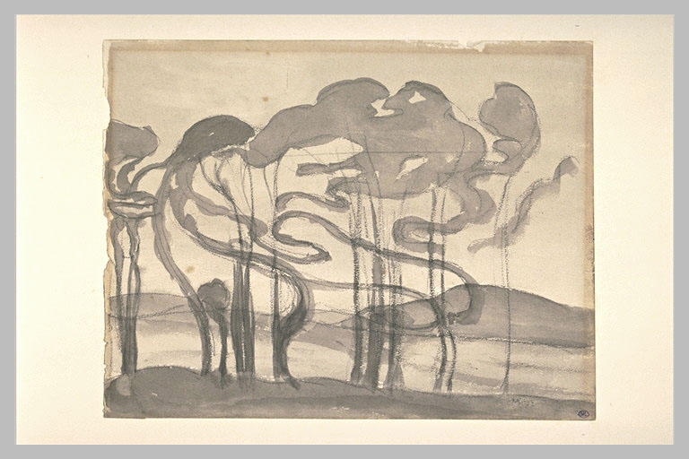 Rangée d'arbres dans un paysage_0