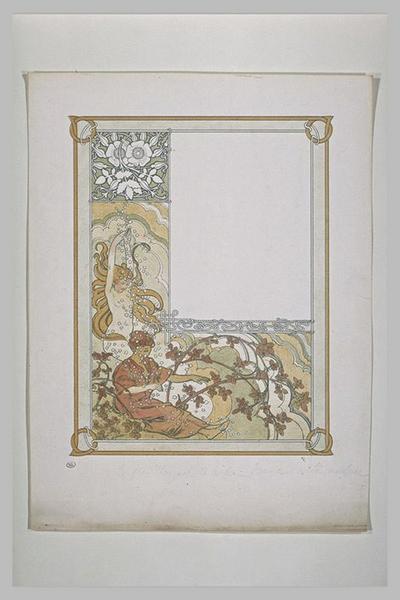 Etude pour Ilsée, chapitre III : Figure féminine aux yeux bandés par une couronne de roses, assise_0