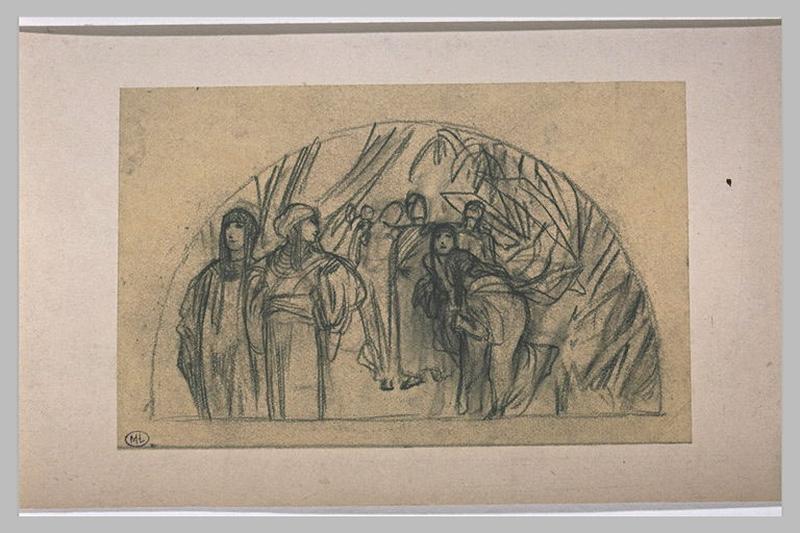 Etude pour Ilsée, chapitre I : Groupes de personnages en conversation_0