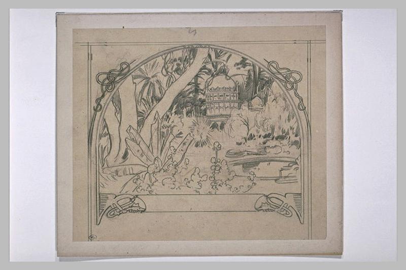 Etude pour Ilsée, chapitre I : Coin de parc avec de grands arbres_0
