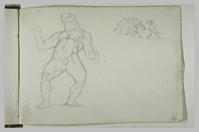 Etude d'homme nu ; scène de combat antique_0