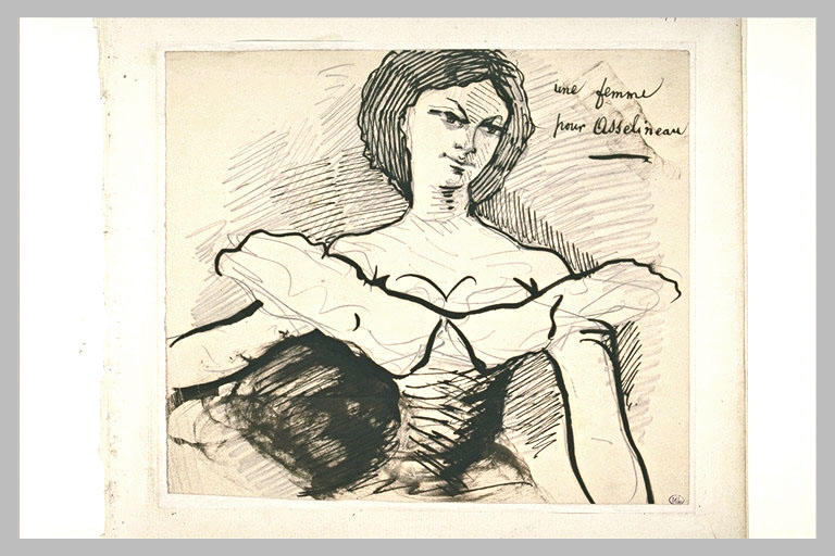 Portrait de femme, à mi-corps, de face, largement décollétée_0