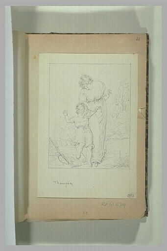 Homme drapé dans un ample manteau, debout, de face_0