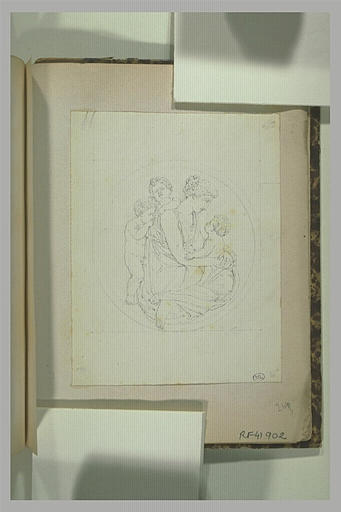 Jeune femme avec trois enfants, dans un tondo_0