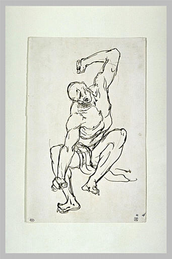 Homme nu, de face, gesticulant_0