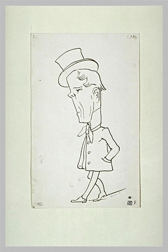 Croquis caricatural d'un homme avec une grosse tête et un petit corps_0
