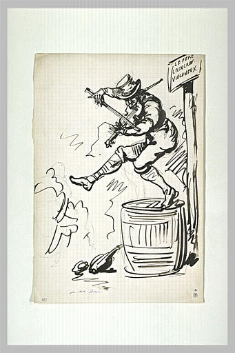 Le père Crin-crin violoneux jouant et dansant sur un tonneau_0