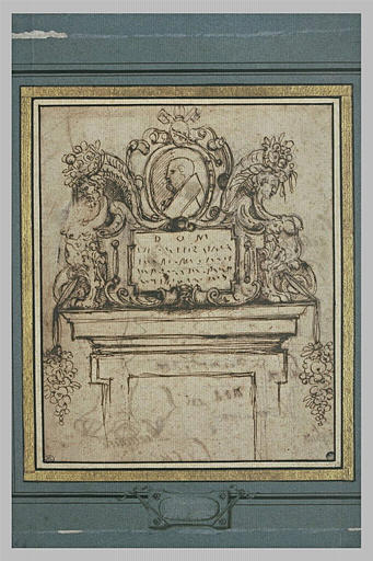 Etude pour un dessus-de-porte surmonté d'un buste_0