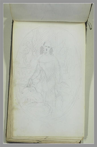 Portrait de femme en robe, dans un médaillon_0