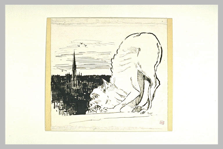 Notre Dame de Paris : une chimère de la tour sud, angle sud-ouest_0