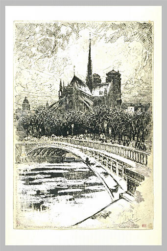 Paris, le chevet de Notre-Dame vu du bras nord de la Seine_0