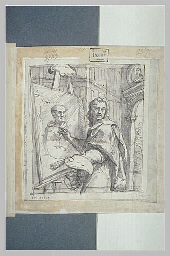 Peintre exécutant le portrait d'un homme_0