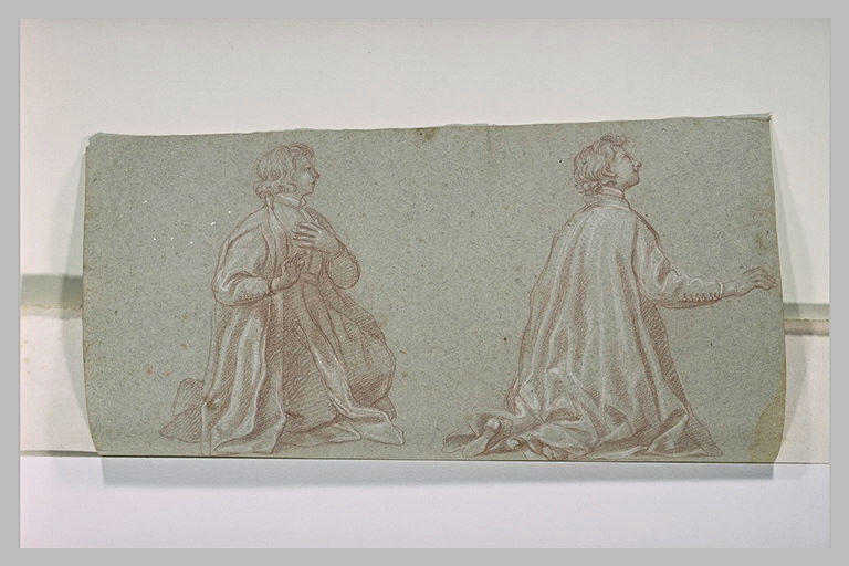 Etudes de deux figures à genoux, tournées vers la droite_0