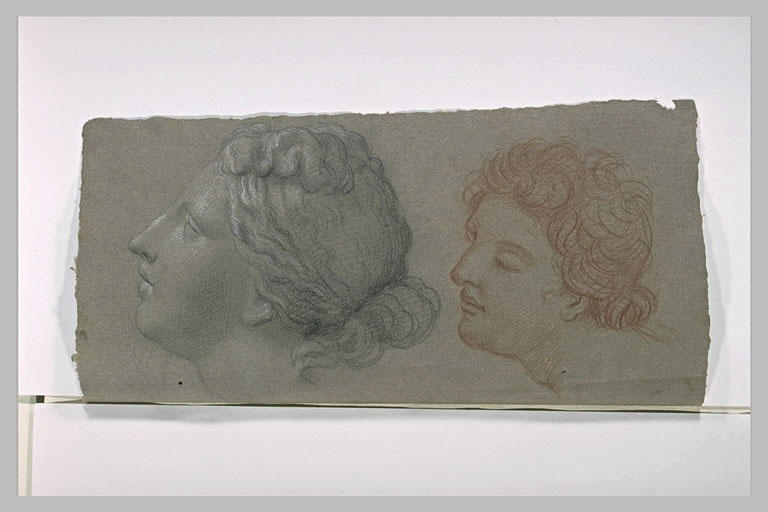 Tête de jeune garçon, de profil, et tête de femme, de profil_0