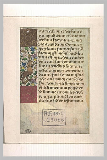 Page de missel décorée de fleurs et d'un animal fantastique_0