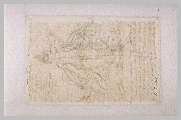 Etude pour un fronton sur lequel deux amours tiennent des guirlandes_0