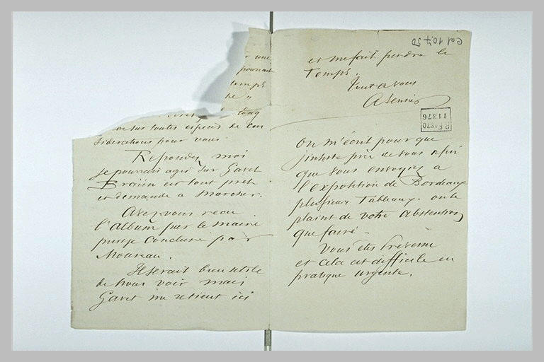 Lettre manuscrite d Alfred Sensier_0