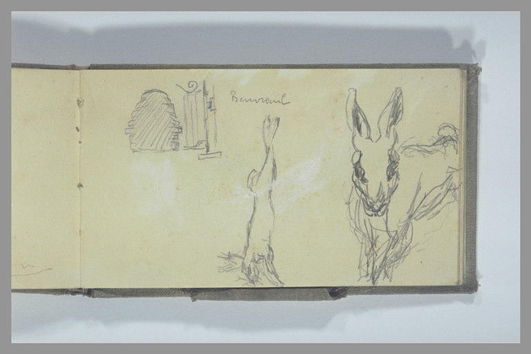 Deux études de lièvre ; étude d'architecture_0