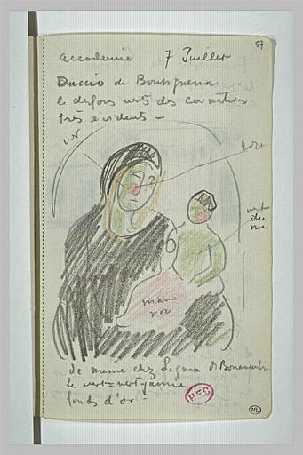 Vierge à l'Enfant et notes manuscrites_0