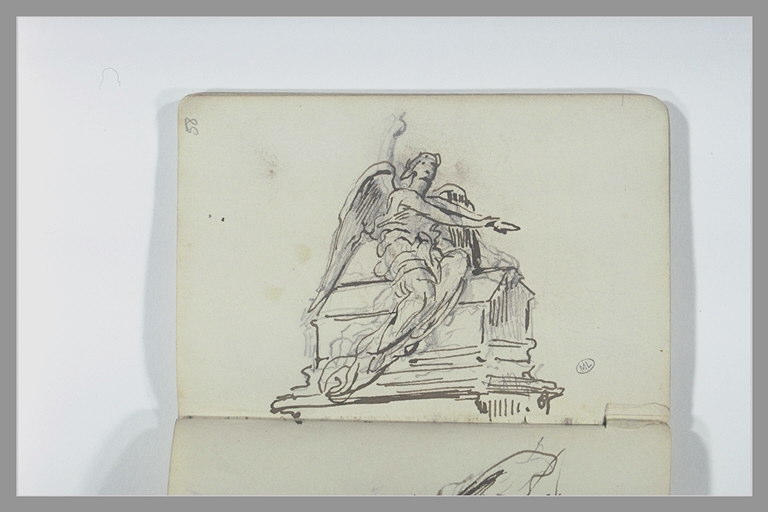 Figure ailée assise : projet d'un monument funéraire_0