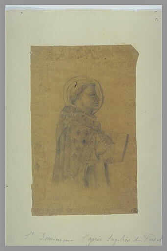 Saint Dominique, de trois quarts vers la droite, tenant un livre et une fleur_0