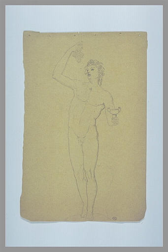 Bacchus nu, debout, tenant une grappe et une coupe, d'après l'antique_0