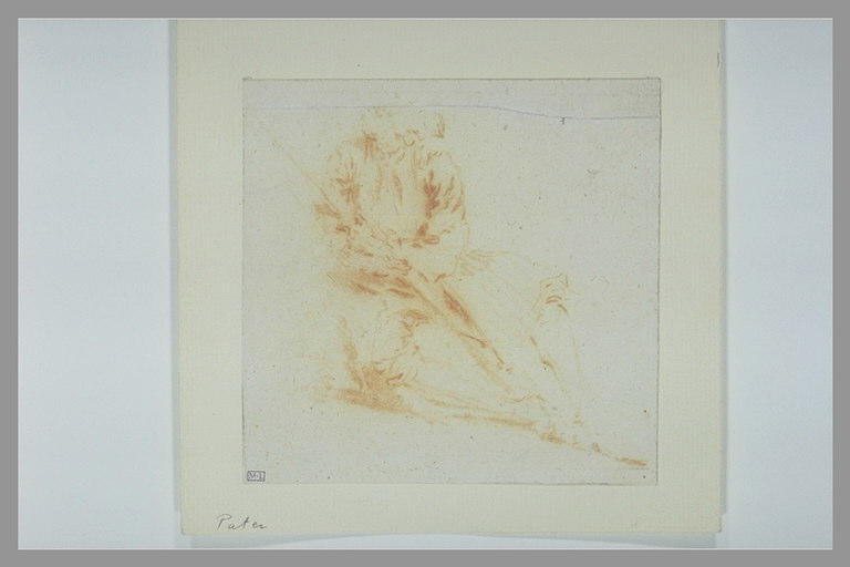 Homme, assis, tenant un bâton_0