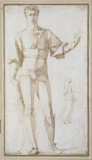 JEUNE HOMME DEBOUT, DE FACE ; FEMME DEBOUT, DE PROFIL, Andrea Boscoli, 16e siècle, 17e siècle