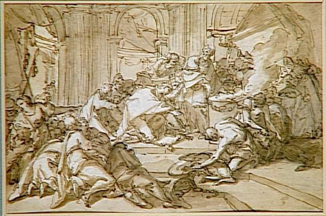SCENE D'OFFRANDE ET DE SACRIFICE DANS UN TEMPLE_0