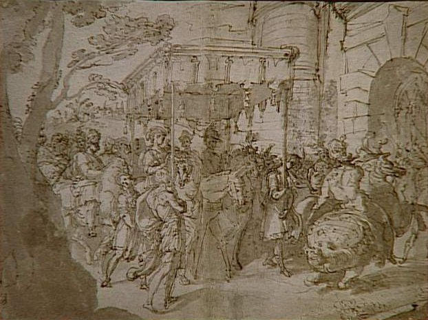 L'ENTREE DE CHARLES QUINT, DE FRANÇOIS IER ET DU CARDINAL ALESSANDRO FARNESE A PARIS EN 1540, Taddeo Zuccaro, 1561