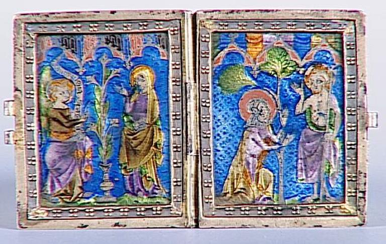 Diptyque émaillé : Annonciation, Noli me tangere ; Crucifixion, saint Jean-Baptiste et saint Pierre_0