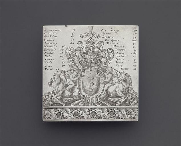 Cadran solaire horizontal de type Butterfield aux armes de la famille Colbert_2