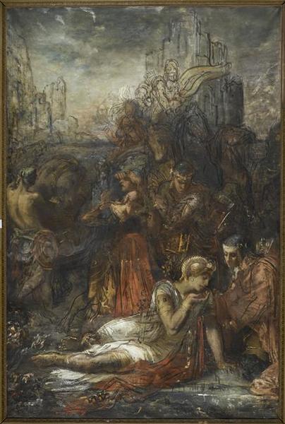 Darius, fuyant après la bataille d'Arbelles, s'arrête, épuisé de fatigue, pour boire dans une mare_0