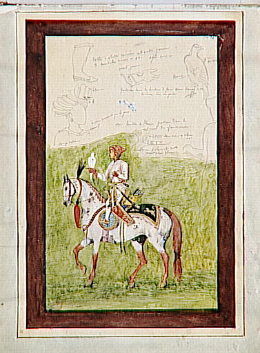 Carnet d'études orientales. Étude de fauconnier indien à cheval_0