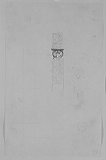 Feuille d'études de motifs floraux et de protomes de lion_0