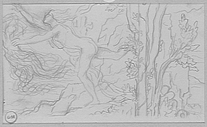 Étude de femme poursuivant une Chimère dans un paysage_0