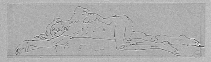 Étude d'homme nu allongé pour Hercule et l'hydre de Lerne_0