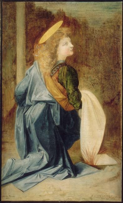 Copie de l'Ange de Léonard de Vinci dans le Baptême du Christ d'Andréa del Verrocchio à Florence_0