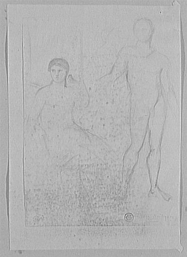 Femme assise et homme debout d'après une peinture antique_0