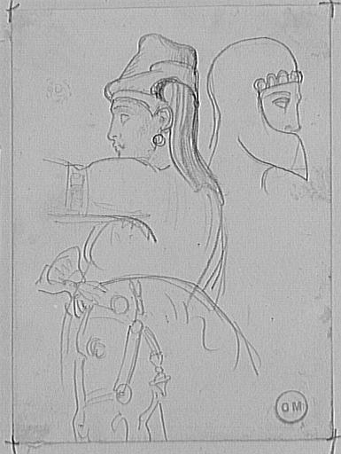Feuille d'études de personnages (assyriens ?)_0