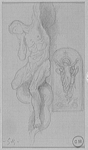 Deux études : personnage avec serpent (Satan). Ascension douloureuse du Christ_0