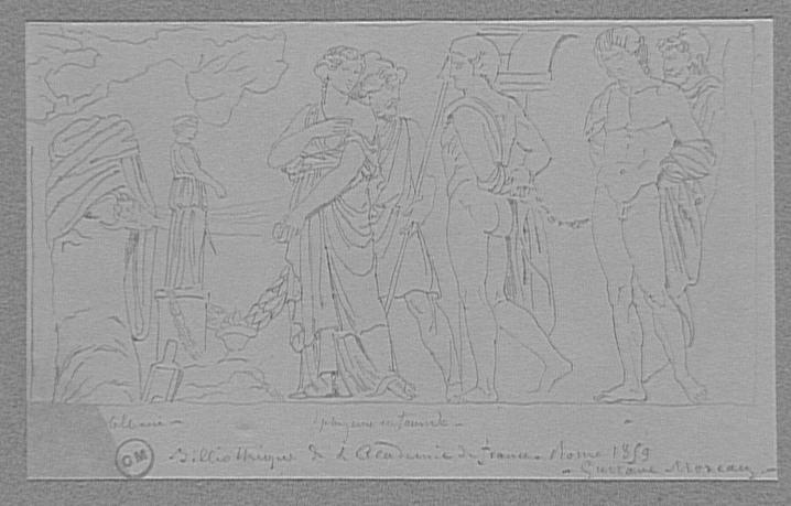 Copie d'après un bas-relief antique : Iphigénie en Tauride (villa Albani, Rome)_0