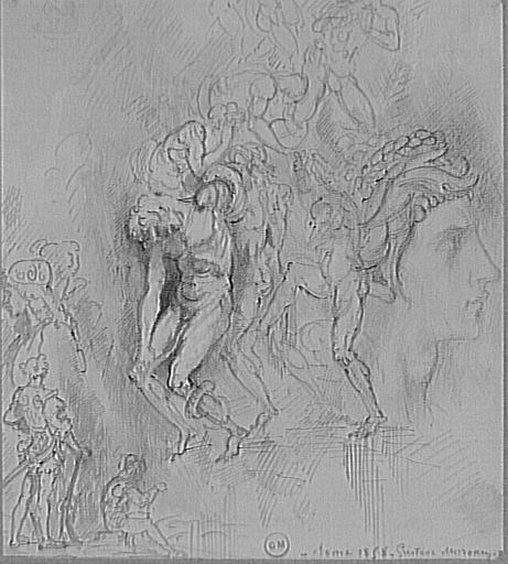 Copie d'après Lorenzo Maitani : 4e pilastre de la façade, personnages de l'Enfer (cathédrale d'Orvieto)_1