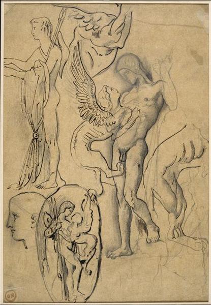 Feuille d'études pour Oedipe et le Sphinx_0