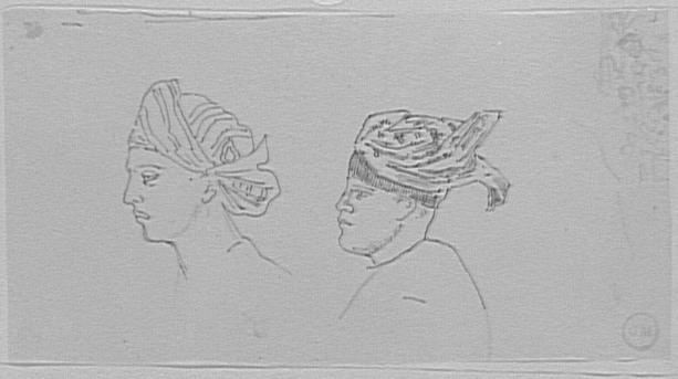 Étude de têtes coiffées d'un turban_0
