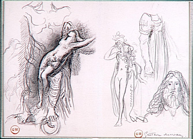 Feuille d'études : buste de femme, femme pour Jupiter et Sémélé_0