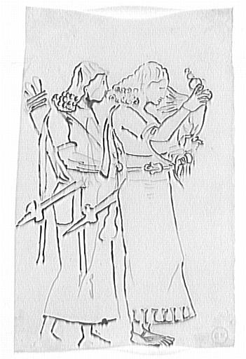 Étude de deux guerriers en costume assyrien, pour Les Rois mages_0